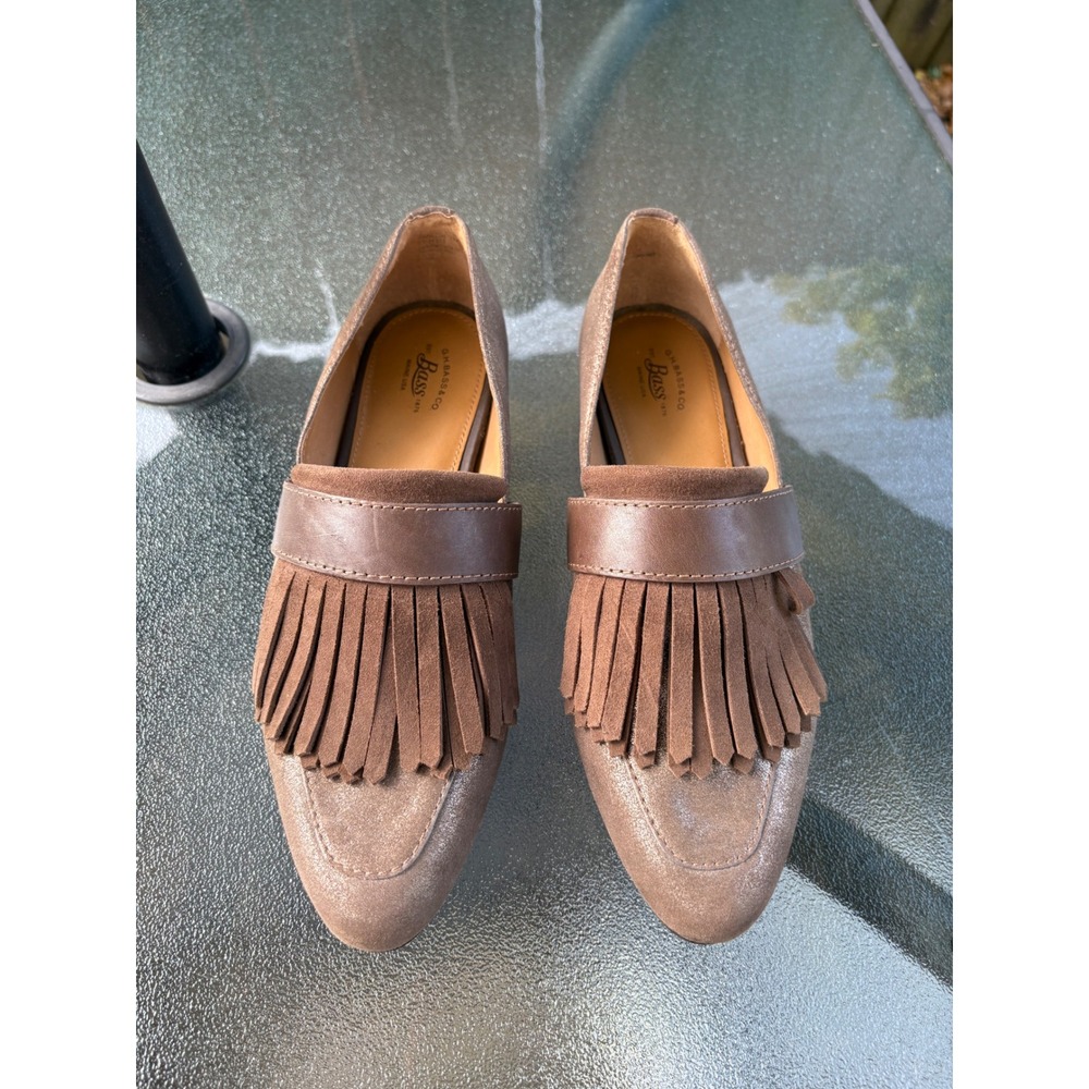 GH Bass Harlow Metallic Bronze Kiltie Fringe Leather Loafers Flats Womens 7M